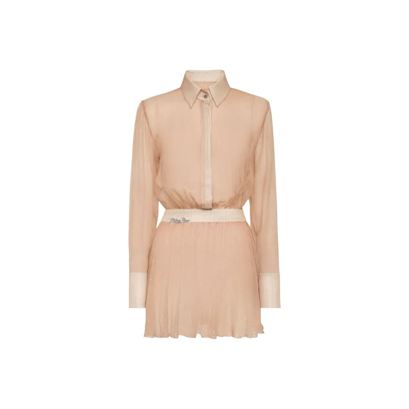 PHILIPP PLEIN SS25 Long Sleeved Dress Women's Pink-0
