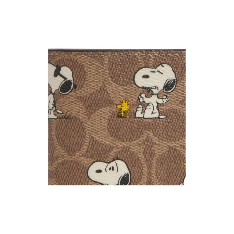 COACH PEANUTS Snoopy, Collaboration Coated Canvas Wallet Mini Men's Brown-3