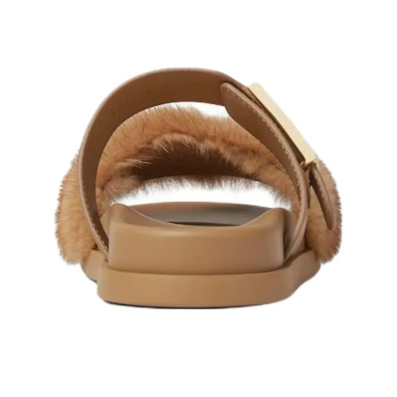 FENDI Feel Slide Slippers Women's Brown-4