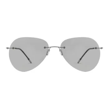 CAPONI Titanium Irregular Shape Sunglasses Unisex Black