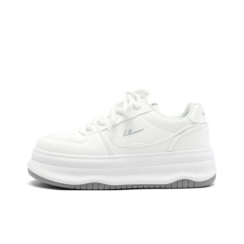 Warrior Anti Slip And Wear Resistant Height Increasing Low Top Skateboard Shoes Women's White-0