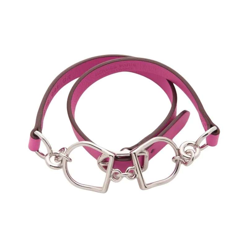 HERMES Palladium Plated Bracelets Women's Pink Purple-0