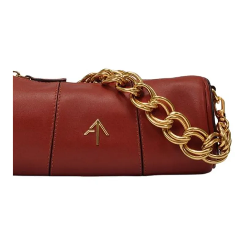 Manu Atelier Cylinder Leather Shoulder Bag Arrow Bag Cylinder Bag Baguette Bag One Shoulder Handbag Women's Dark Red-5