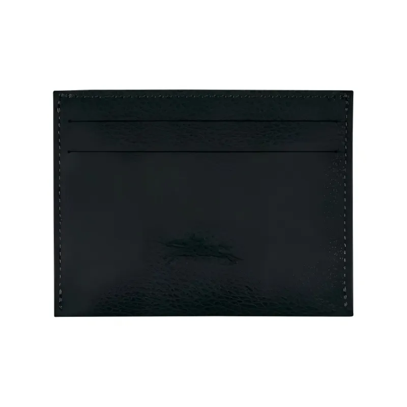 LONGCHAMP Le Foulonné Grain Textured Cow Leather Card Holder Card Holder Unisex Black-1