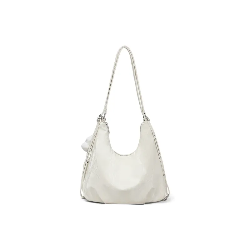 COMELY Synthetic Leather Multifunction Shoulder Bag, Crossbody Bag Regular Women's Ecru-5