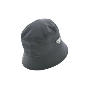 PRADA Nylon, Cotton, Cow Leather Bucket Hats Men's Black