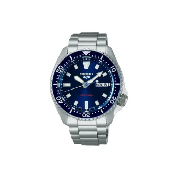 SEIKO Size 5 Sports Automatic Mechanical Movement Stainless Steel Watchband Watch 46mm Men's Watches Blue Dial