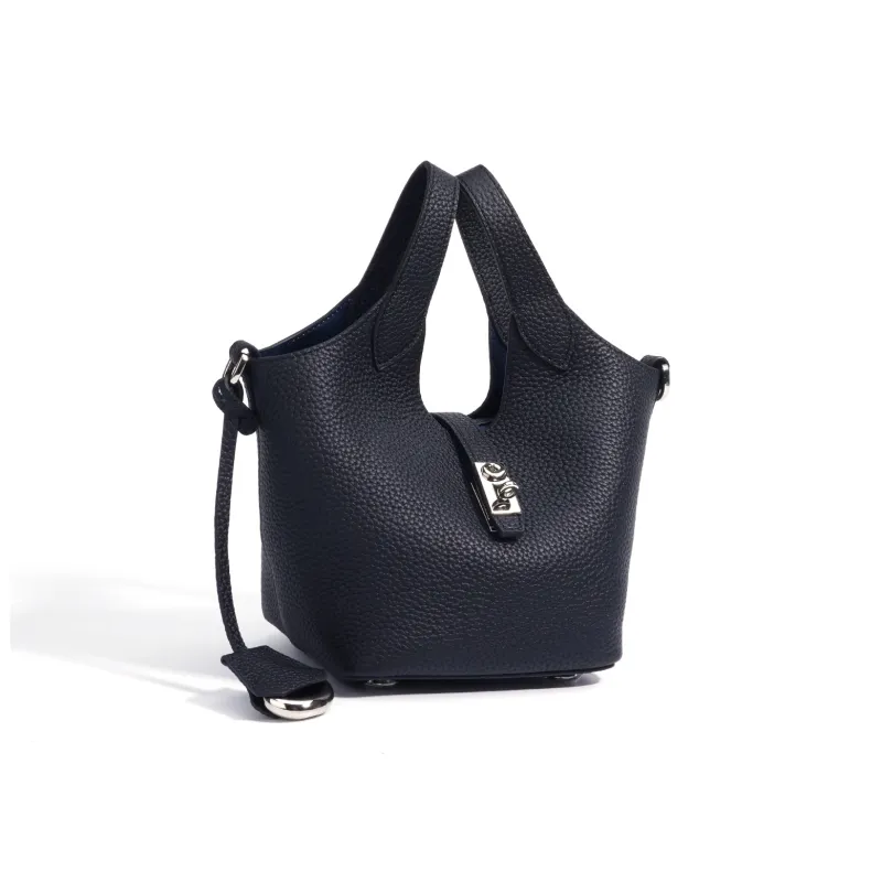 COURONNE Top Grain Cow Leather Handbag Women's Light Gray/Milkshake Pink/Black/Chick Yellow-15