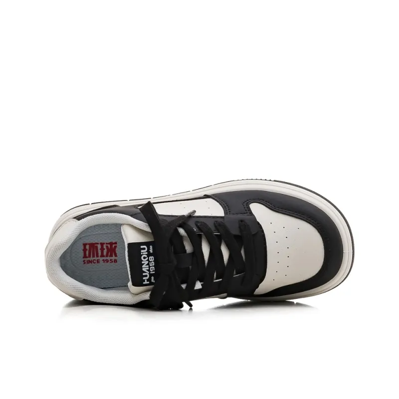 HUANQIU Slip Resistant Shock Absorbers With Abrasion Resistant Properties Low Top Skateboard Shoes Women's White Black-2