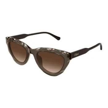 Chloe Recycled Acetate Metal Cat Eye Sunglasses Women's Brown