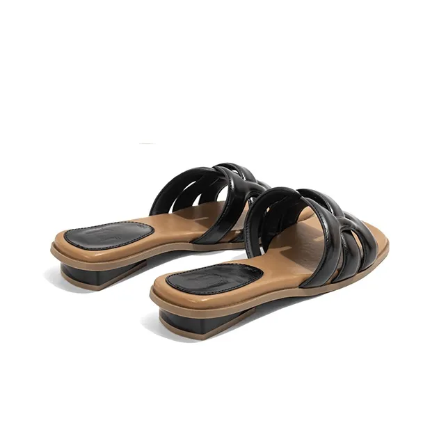 Old Meow Rubber Sole Slide Slippers Women's Black-4