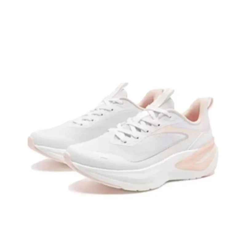 QIAODAN Abrasion Resistant Shock Absorbers Low Top Casual Training Sprint Running Shoes Women's White Pink-1