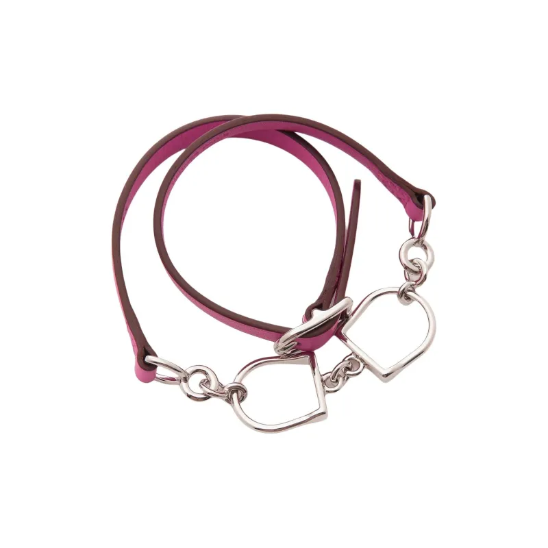 HERMES Palladium Plated Bracelets Women's Pink Purple-1