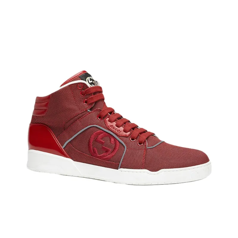 GUCCI Signature High Top Skateboard Shoes Men's Red-1