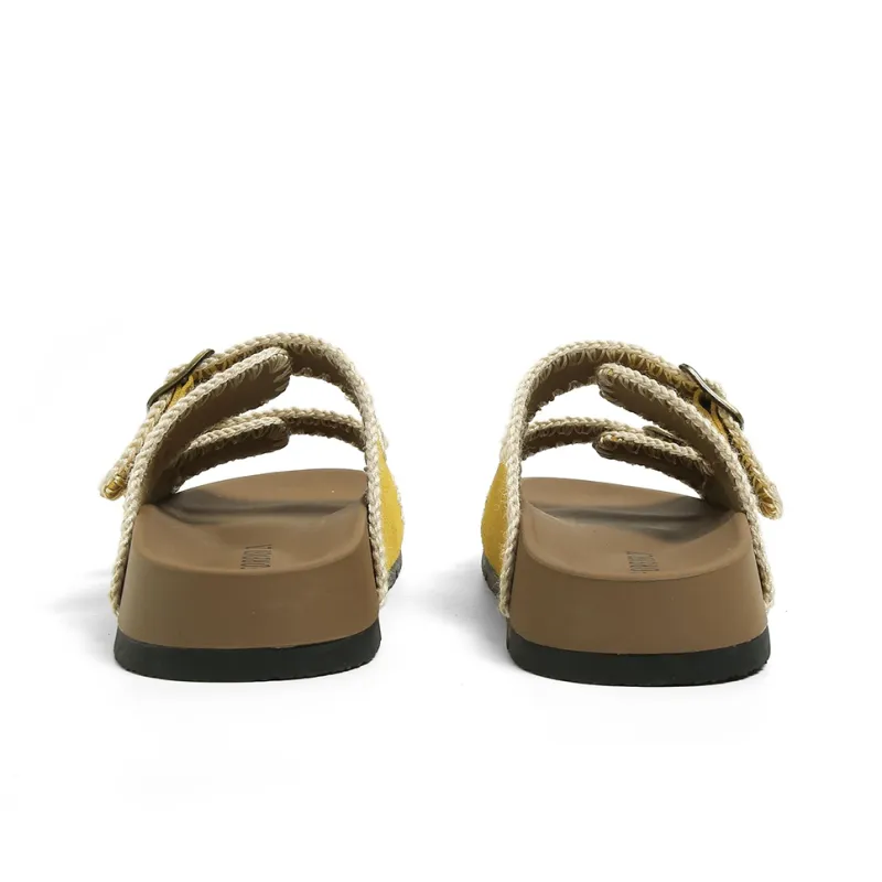 FOREVER 21 Quiet Slip Resistant Odor Resistant Abrasion Resistant Slide Slippers Women's Yellow-4