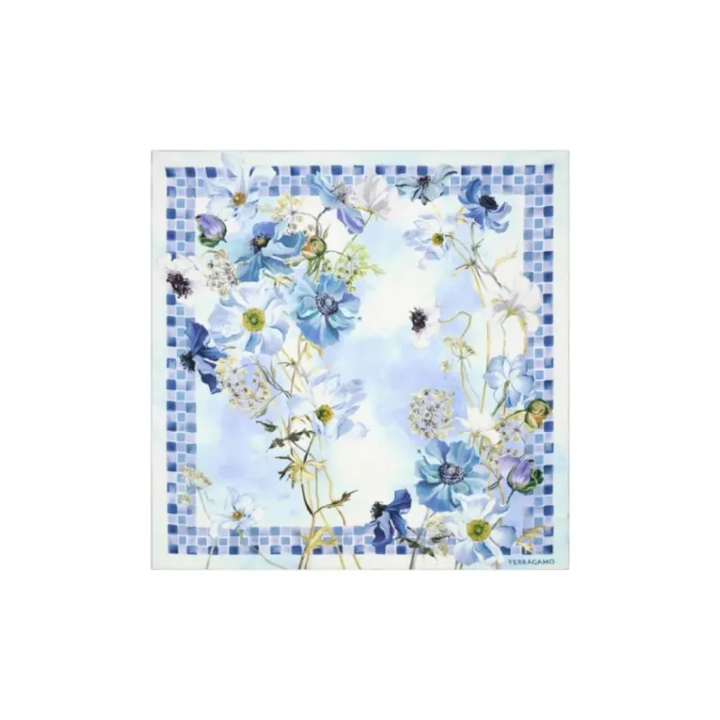 FERRAGAMO Silk Scarves Women's Blue-0