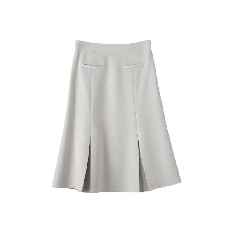 Late White Casual Long Skirt Women's-0