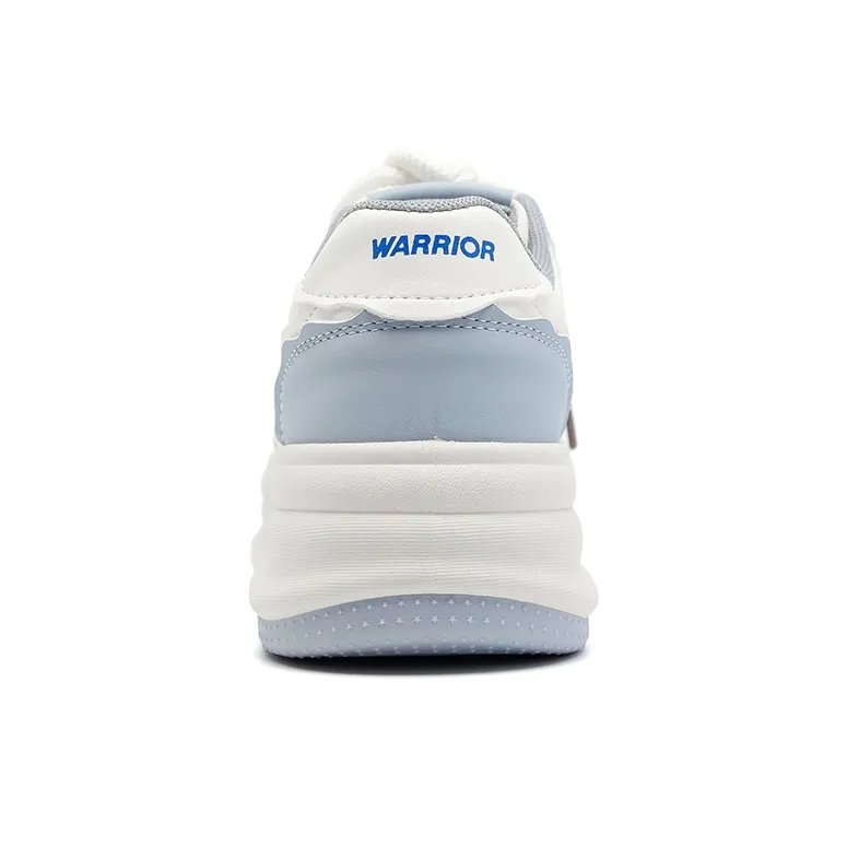 Warrior Anti Slip Wear Resistant Low Top Skateboard Shoes Women's White Blue-3