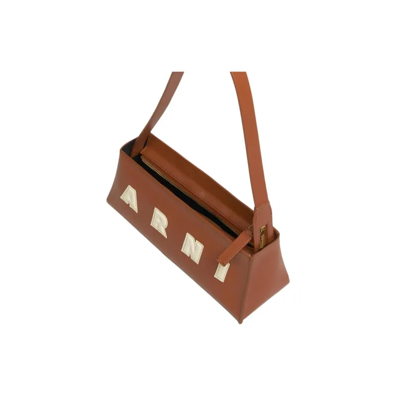 MARNI Calfskin Baguette Bag Handbag Women's Brown-4