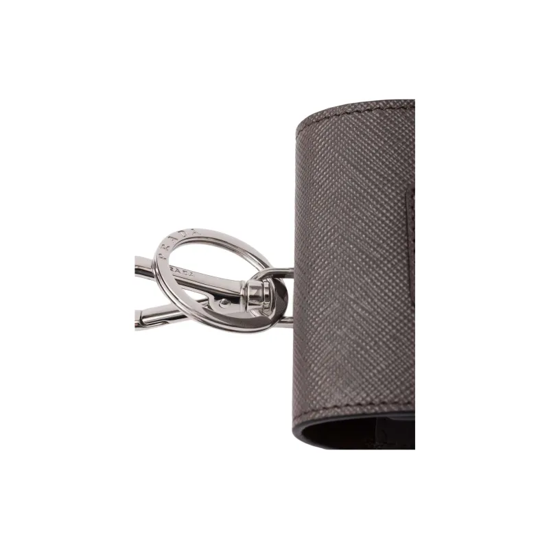 PRADA Saffiano Calfskin Earphone Case Women's Smoke Gray-3