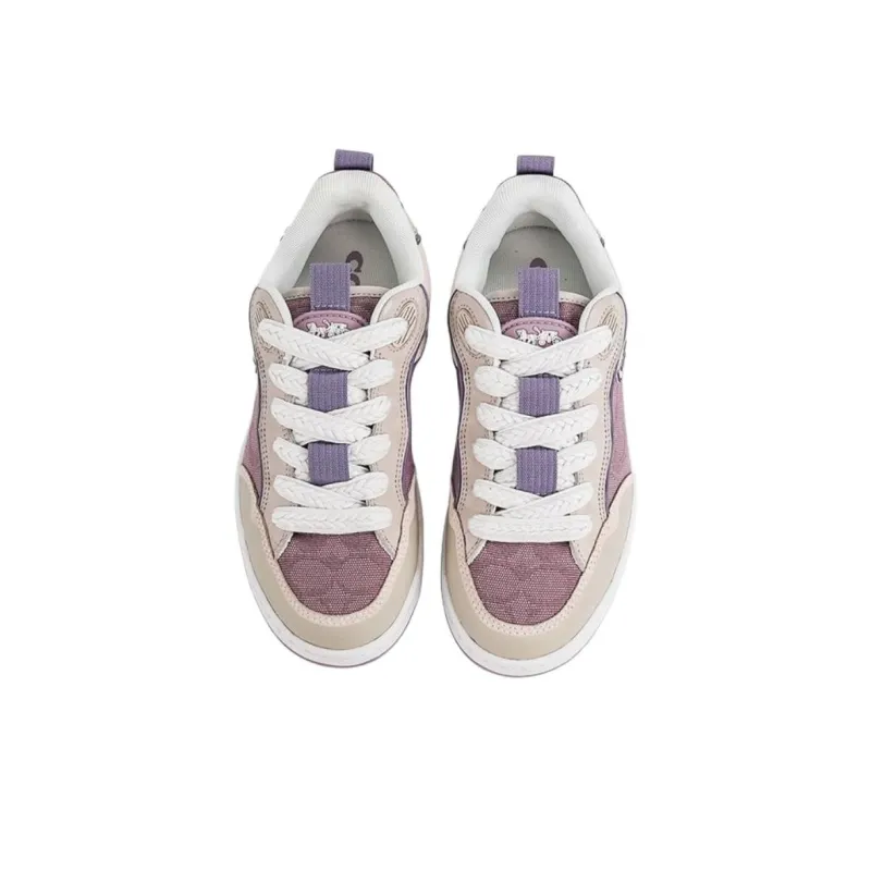 COACH Low Top Skateboard Shoes Women's Gray Purple-3