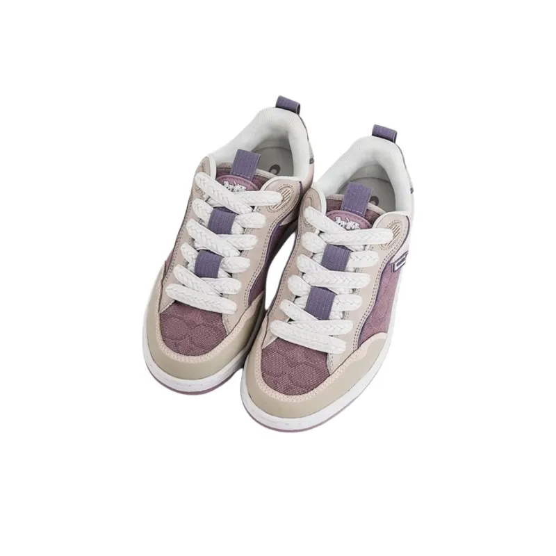 COACH Low Top Skateboard Shoes Women's Gray Purple-2
