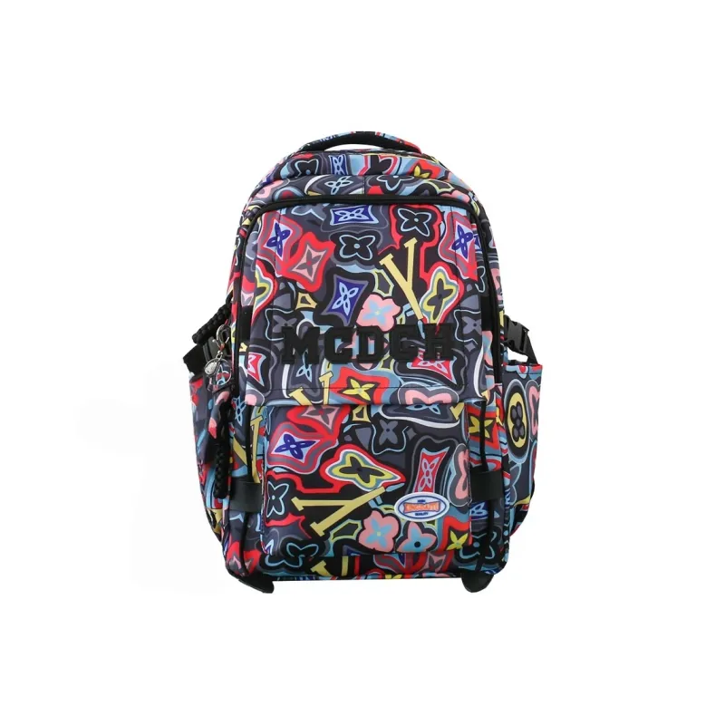 Vack Nylon Backpack Unisex Orange Red/Black/Rose Red/Green-6