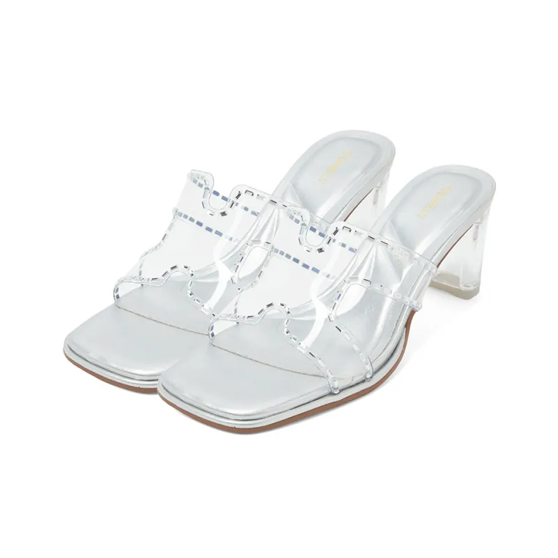 COMELY Slide Slippers Women's Silver/Beige/Transparent-2