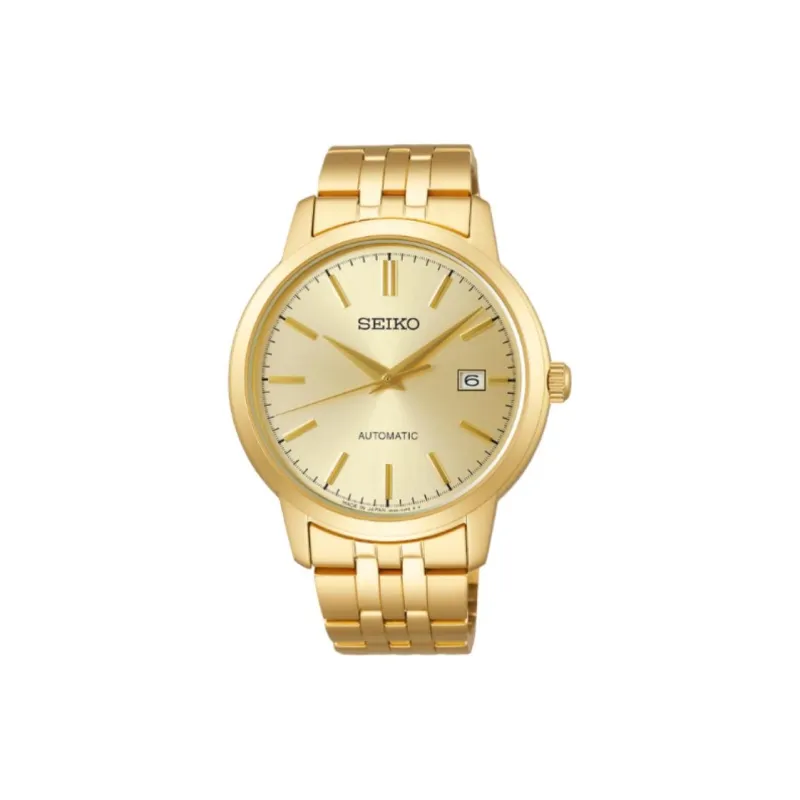 SEIKO SELECTION Automatic Mechanical Movement Gold Plated Stainless Steel Strap Watch 41.2mm Men's Watches Gold Dial-0