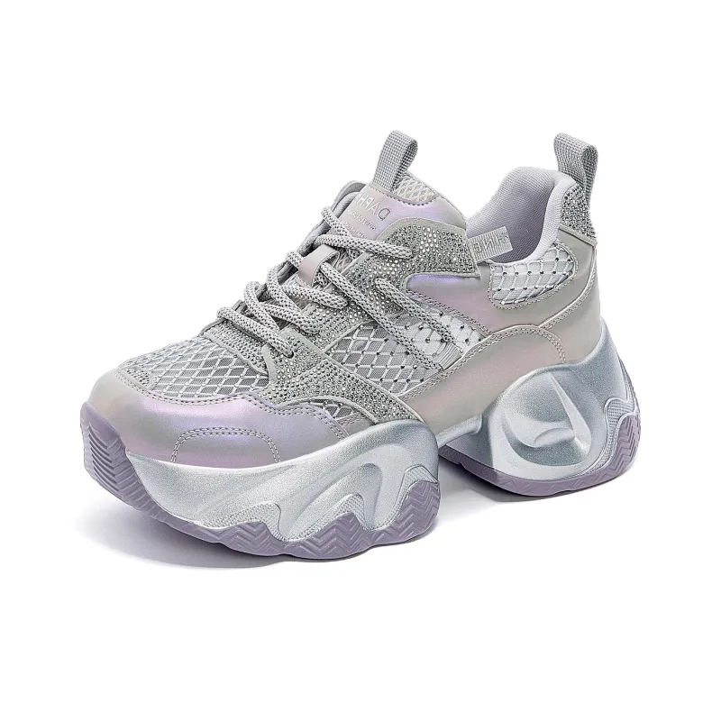 DAPHNE Slip Resistant And Breathable Low Top Chunky Sneakers Women's Dazzling Color Purple-2