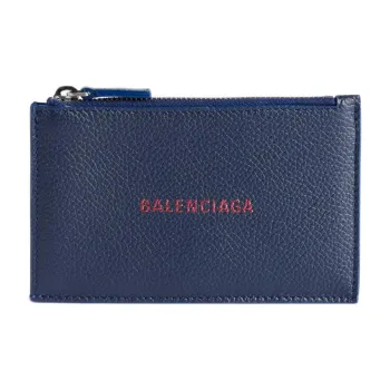 Balenciaga Calfskin Card Holder Men's Marine Blue & Burgundy