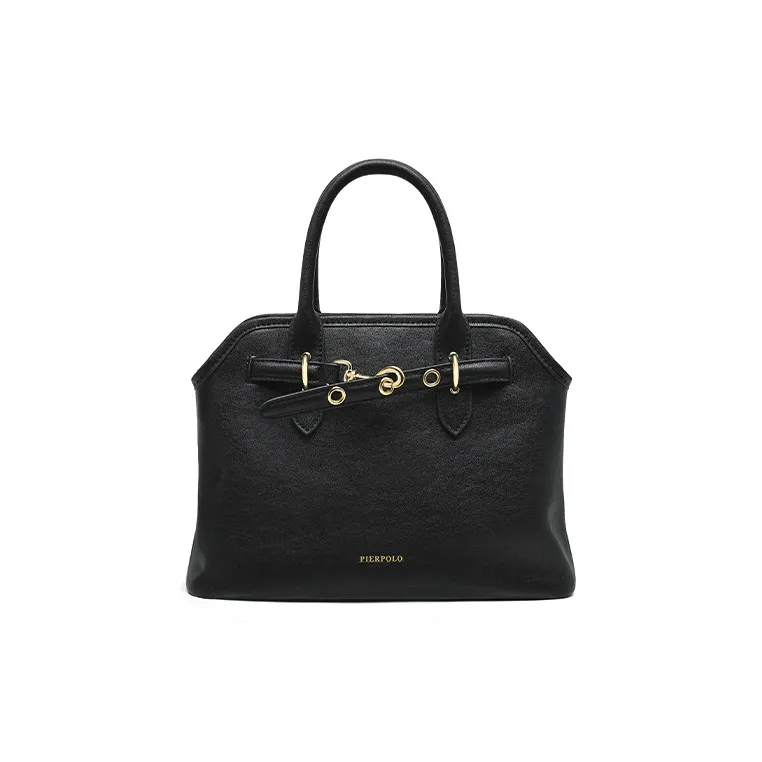 PIERPOLO Cow Leather Tote Bag, Shoulder Bag, Crossbody Bag, Handbag Regular Women's White/Black-5