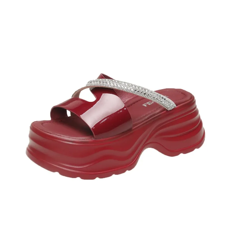 Alxnan Rhinestone Slip Resistant Slide Slippers Women's-6