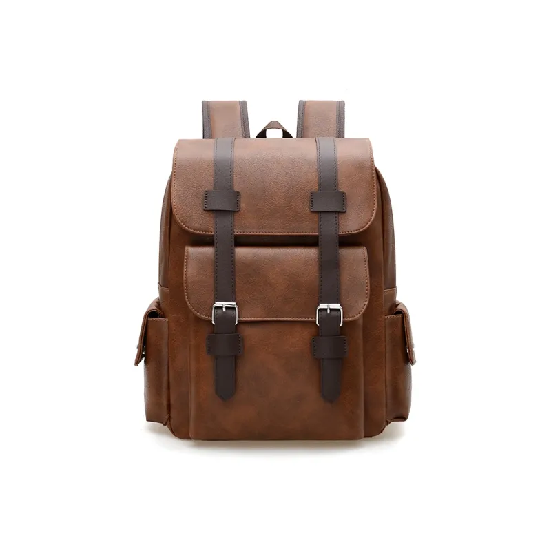 Meow In The Grass PU Backpack Unisex Yellow Brown/Brown/Classic Black-0