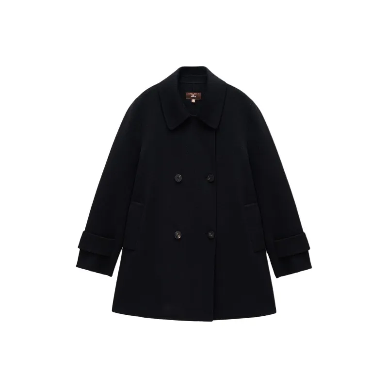 INSUN Coats Women's Black, Sheep Wool+Cashmere-0
