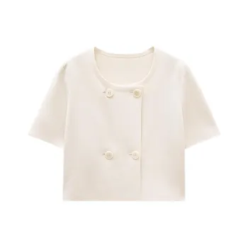 INSUN Crop Tops Women's Ecru