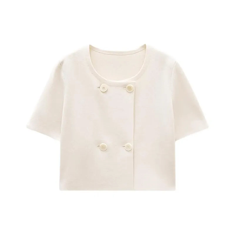 INSUN Crop Tops Women's Ecru-0