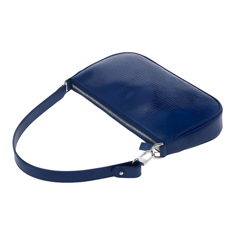 By Far Rachel Cow Leather Shoulder Bag, Baguette Bag, Handbag, Shoulder Bag Women's Dark Blue-5
