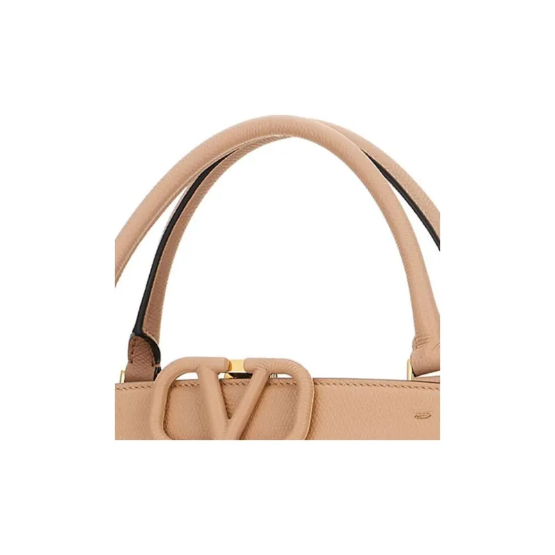 Valentino GARAVANI Calfskin Tote Bag, Shopping Bag, Handbag Women's Light Umber-4