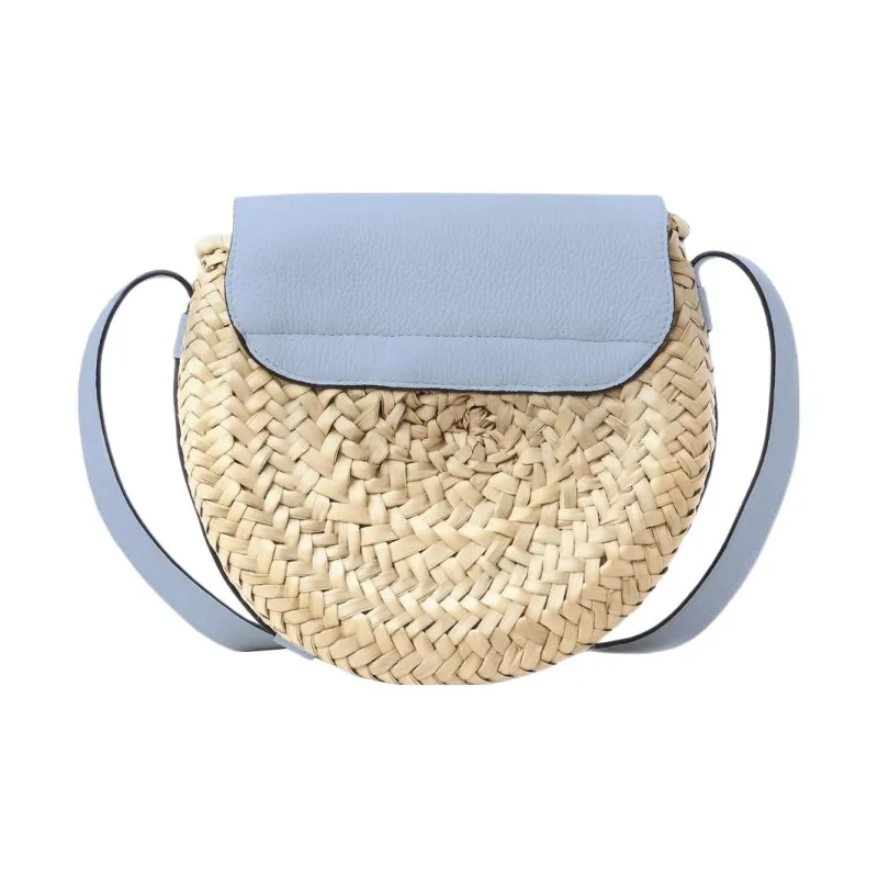 Chloe Marcie Grained Calfskin Detail Woven Bag Shoulder Bag Crossbody Bag Small Size Women's Blue-2