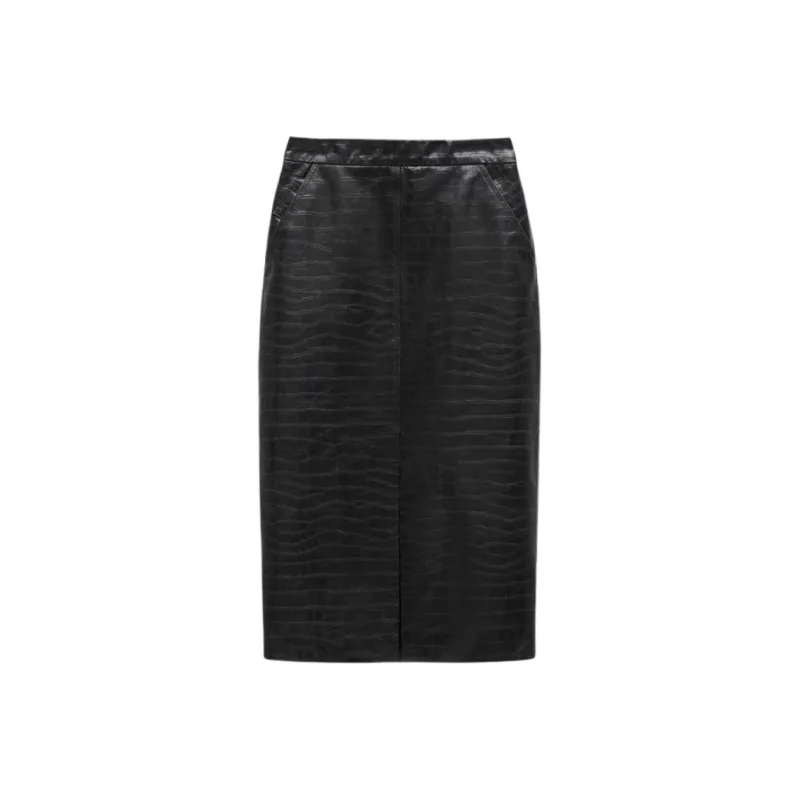 INSUN Leather Long Skirt Women's-3