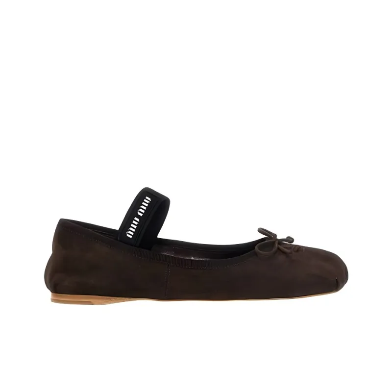 MIU MIU Flat Casual Single Shoes Women's Brown-1