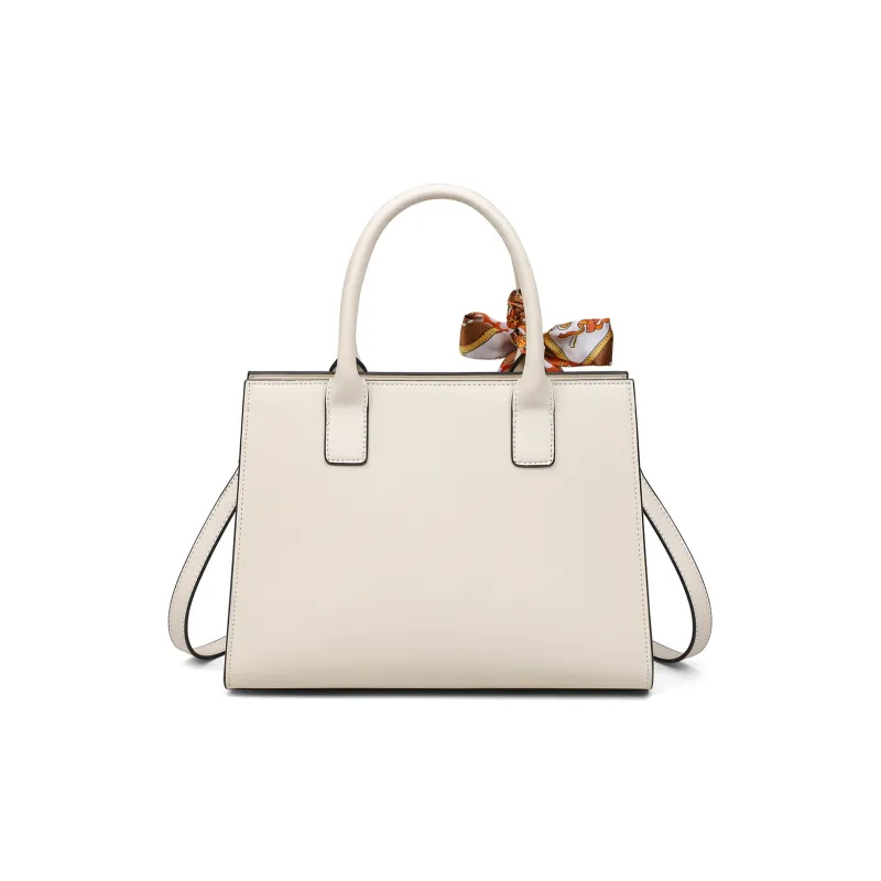 C°BANNER Cow Leather Tote Bag, Shopping Bag, Handbag Medium Size Women's Ecru-3