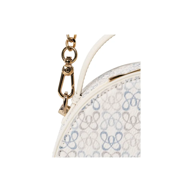 OMI PVC Synthetic Leather Handbag With Shoulder Strap, One Shoulder Bag, Small Round Bag Women's Milk White/Dark Coffee-3
