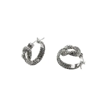 JOHN HARDY 925 Sterling Silver Earrings Women's Black Silver