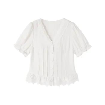 XIANGYING Shirts Women's Heron White