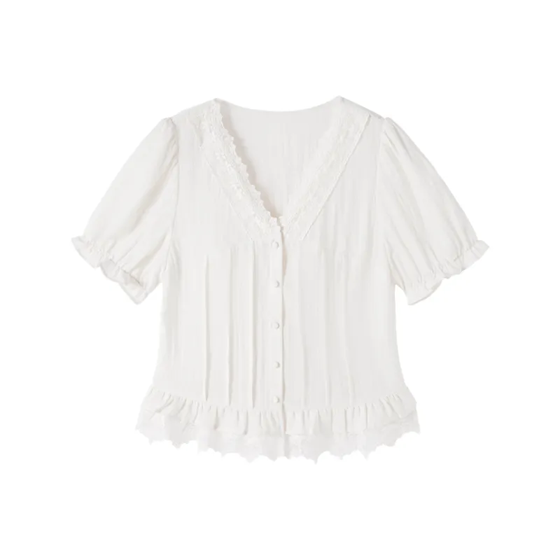 XIANGYING Shirts Women's Heron White-0