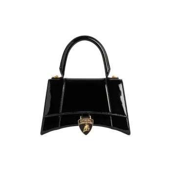 Balenciaga Automobili Lamborghini Collaboration Hourglass Patent Leather Handbag Trumpets Women's Black