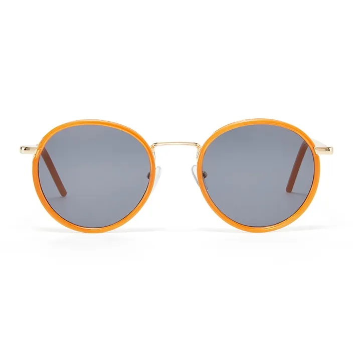 CinvaiKrose Metal Round Sunscreen Natural Sunglasses Unisex-4