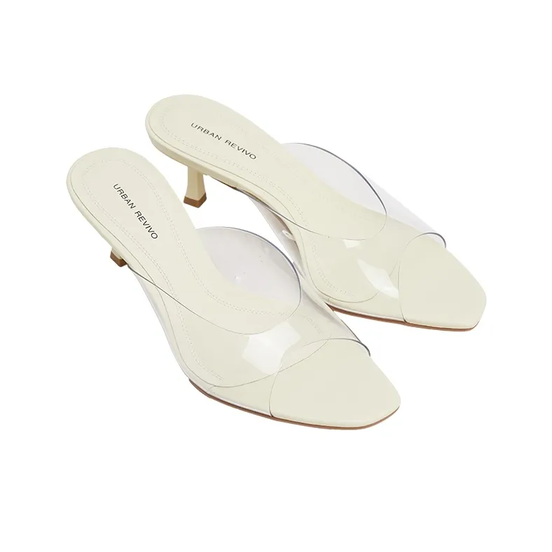 URBAN REVIVO Slide Slippers Women's Light Yellow-1